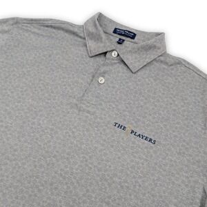 Peter‎ Millar Crown Crafted Sunday Print Polo Shirt Mens Medium Gray The Players